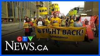 Thousands protest against Alberta government