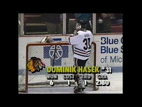91/92 RS: Chi @ Det Highlights - 2/22/92 (First Game vs Hasek)