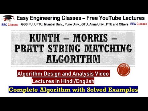 Kunth – Morris – Pratt String Matching Algorithm in Hindi with Solved Examples