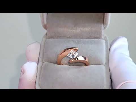 Tension Set Rose Gold Princess Cut Solitaire Ring Nina Elle Jewels