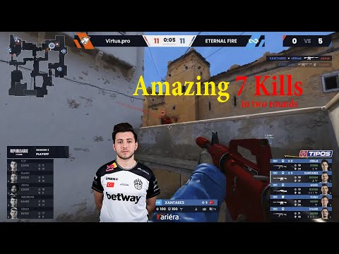 XANTARES CARRIES Virtus.Pro! (7 KILLS IN TWO ROUNDS!!!) Virtus.Pro vs Eternal Fire REPUBLEAGUE TIPOS