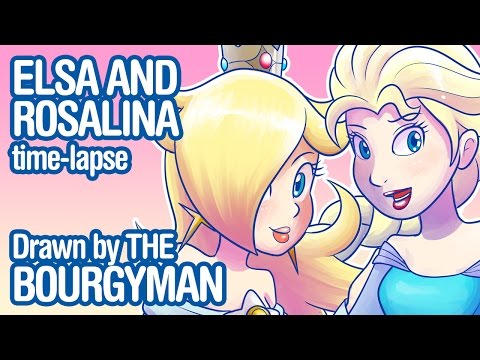 Time-lapse Drawing: Elsa & Rosalina (Elsalina)