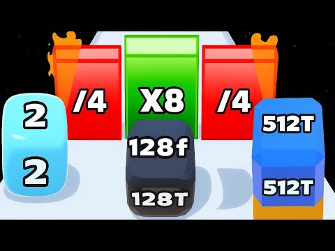 Jelly Run 2048 SHOWDOWN Gameplay | 3 Shapes Race Challenge | 64M vs 128K vs 32B vs 8T Battle