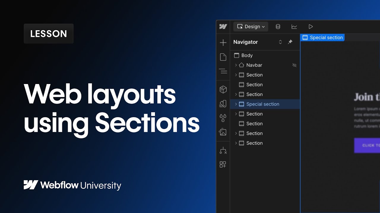 Create 3D perspective & organize content using Sections — Webflow tutorial