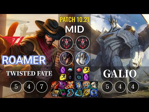 T1 Roamer Twisted Fate vs Galio Mid - KR Patch 10.21