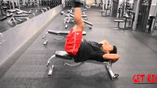 Flat Bench Lying Leg Raise exercise video thumbnail