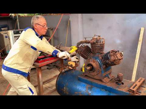 Restoring a GIANT Dead PUMA Air Compressor - Extreme Restoration Old High Pressure Air Compressor