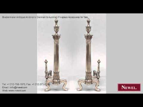 Biedermeier Antique Andirons German & Austrian Fireplace