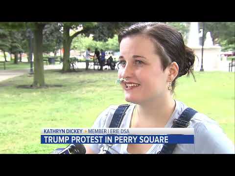 Erie DSA Protests with Food Drive in Perry Square