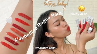 I SWATCHED *ALL* OF THE MAYBELLINE SUPER STAY MATTE INK: ROGUE REDS SO YOU DON’T HAVE TO
