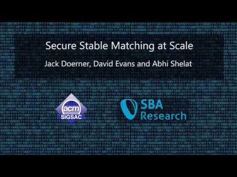 CCS 2016 - Secure Stable Matching at Scale
