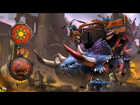 Ancient Stegadon is Literally UNKILLABLE! Lizardmen Vs Greenskins EPIC Game + Builds