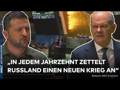 UKRAINE-KRIEG: Klartext vor der UN - Scholz warnt vor Schein-Frieden | WELT News
