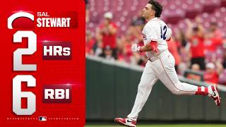 SAL STAYS HOT! Sal Stewart hits two HRs and drives in 6 RUNS for the Reds! ???????? | MLB Highlights