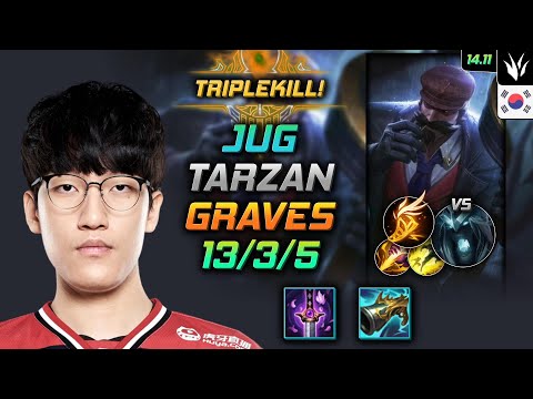 Graves Jungle Build Tarzan Youmuu's Ghostblade Fleet Footwork - LOL KR Challenger Patch 14.11