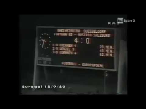 1980 Fortuna Düsseldorf - Austria Salzburg 5:0 | Europacup | 2x Köhnen, 1x Wenzel Theis Allofs