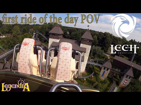 Lech Coaster - First ride of the day - Onride - Legendia - Vekoma Bermuda Blitz - POV