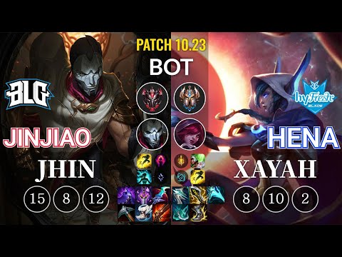 BLG Jinjiao Jhin vs hyF Hena Xayah Bot - KR Patch 10.23