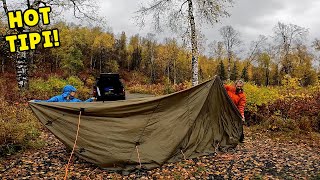 CAMPING in a HOT TENT during a RAINSTORM - What Happened?!