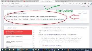 [100 % SOLVED] SQLSTATE[23000]: Integrity constraint violation: 1048 Column 'name' cannot be null
