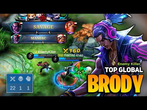 SAVAGE & MANIAC! Brody Best Build 2023 [ Brody Top Global Gameplay ] By Enemy Killer - MLBB