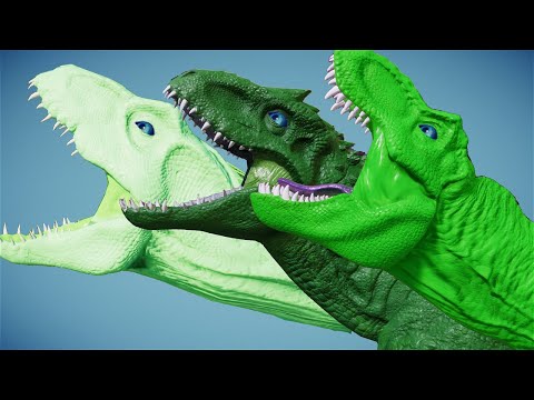 Green Dinosaurs Fight T-Rex vs I-Rex vs Indoraptor Color Pack Dino Battle Jurassic World Evolution 2