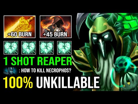 WTF 100% Unkillable Radiance Flame Cloak 1v5 Run At Them with 1 Shot Reaper Necrophos Dota 2