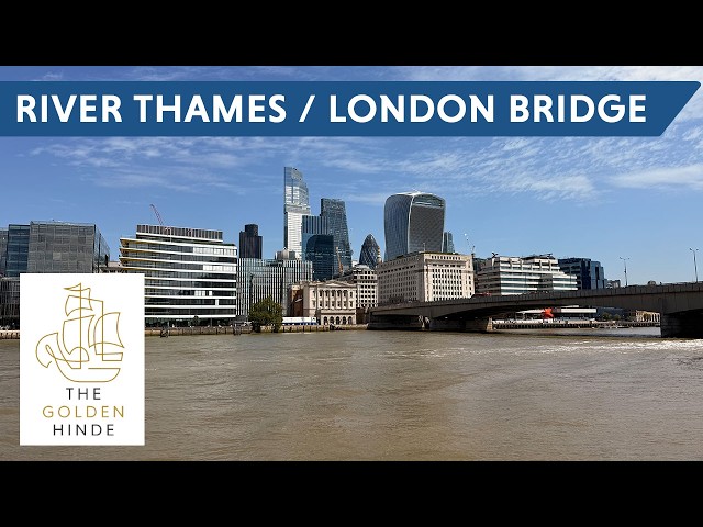 ロンドン橋・テムズ川（ゴールデン・ハインド号からセント・ポール大聖堂のドーム・ウォーキー・トーキービル・レッドベニューハウスなどのロンドンの歴史的スカイラインを望む）