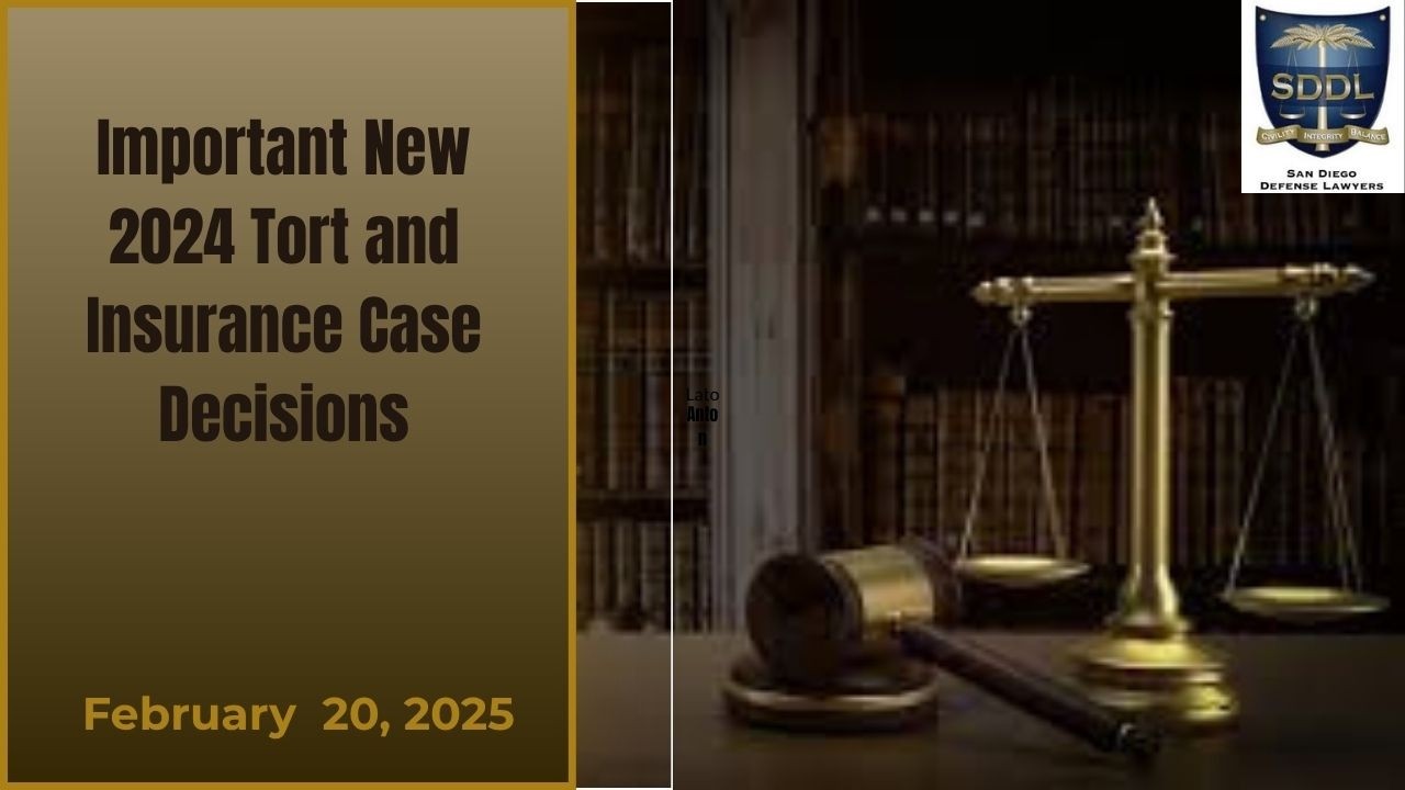 Important New 2024 Tort and Insurance Case Decisions -- February 20, 2025