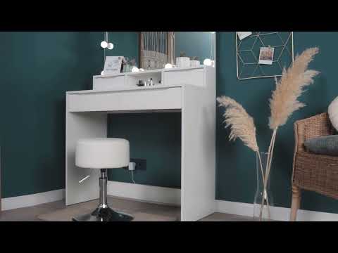 Coiffeuse Ruben blanc & LED Blanc - Bois manufacturé - 100 x 150 x 42 cm