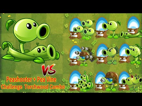 Pvz 2 Challenge - Peashooter & Pea Vine Vs All Torchwood Combo - Who'is Best ?