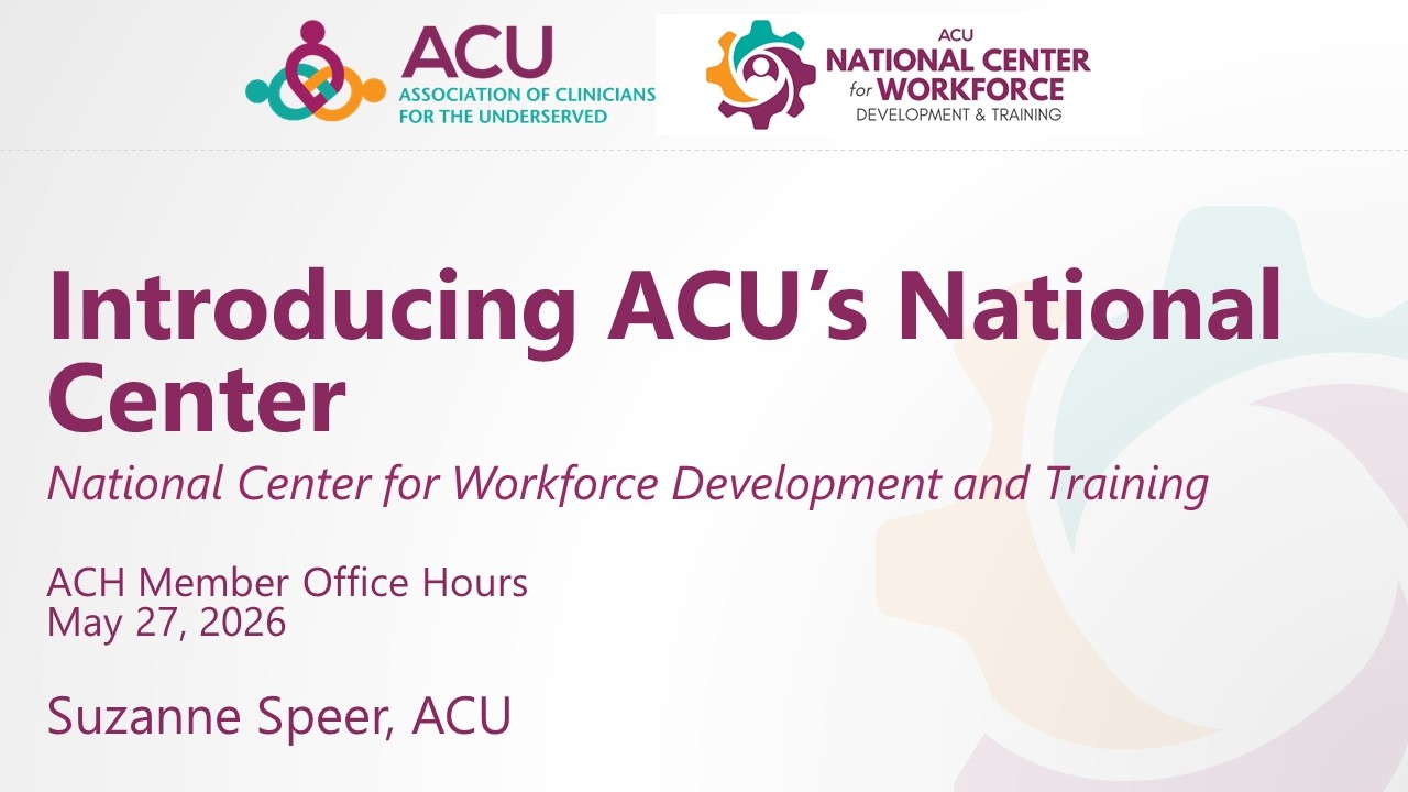 ACU's National Center on Workforce Training and Development