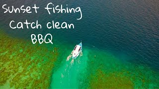 Sunset fishing at Maldives - catch Clean BBQ.