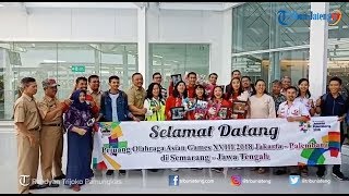 Penyambutan Altet Asian Games Cabor Hand Ball di Bandara Ahmad Yani