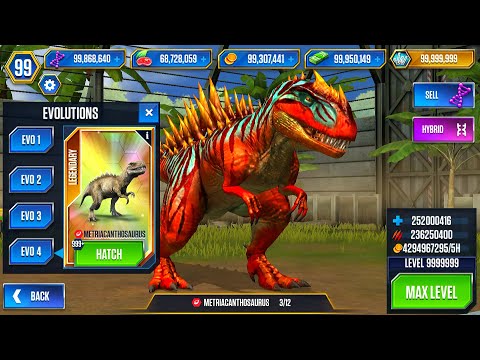 METRIACANTHOSAURUS MAX LV 999,999 | JURASSIC WORLD THE GAME