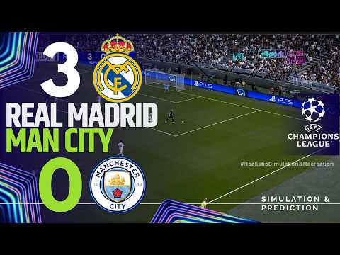 REAL MADRID 3 vs 0 MANCHESTER CITY  🔴 UEFA Champions League 25/26 -  Virtual Football Simulation