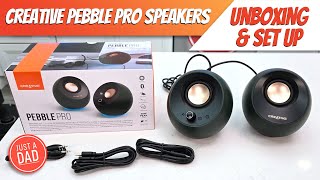 Video thumbnail for Creative Pebble Pro Computer Speakers UNBOXING & SET UP by Just A Dad Tips