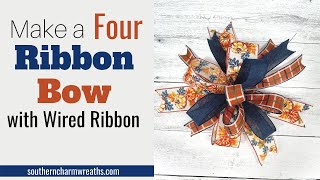 How to Make a 4 Ribbon Multi-Ribbon Bow With Wired Ribbon for Wreath or Decor #shorts