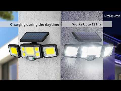 Homehop 192 cob led solar motion sensor wall light for outdo...