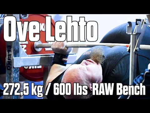 Ove Lehto 272,5 kg / 600 lbs RAW Bench press