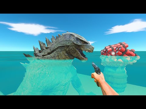 FPS Avatar Drops Godzilla 2014 Into TNT Blocks in the Sea - Animal Revolt Battle Simulator