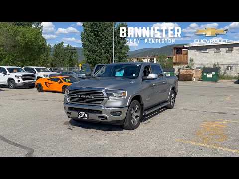 2019 Ram 1500 Laramie 4x4 Crew Cab 5'7" Box in Gray for sale at Bannister Chevrolet Penticton in Penticton, BC