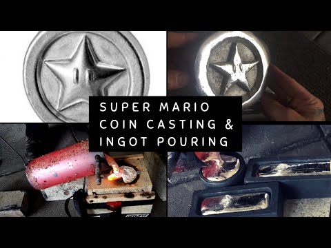 SOLID MARIO BROS COIN MADE AT HOME - ALSO ALUMINIUM MELTING AND INGOT CASTING