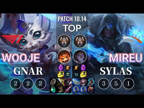 T1 Wooje Gnar vs HLE Mireu Sylas Top - KR Patch 10.14
