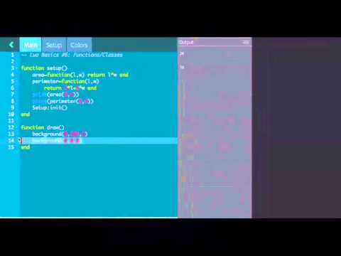 Codea Tutorials #006--Functions & Classes in Lua, iPad Programming