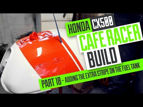 Honda CX500 Cafe Racer Build 18 - Adding an extra stripe on the fuel tank