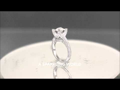 EGL USA H-VS2 14K WHITE GOLD ROUND CUT DIAMOND ENGAGEMENT RING ART DECO 1.85CTW - ASW - 717N