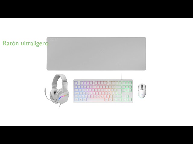 Vídeo relacionado con Mars Gaming MCP-RGB3, Idioma Español, Pack RGB Teclado Fixed, Ratón Flow 3200 dpi, Auriculares Over-Ear, Alfombrilla XXL, Rosa
