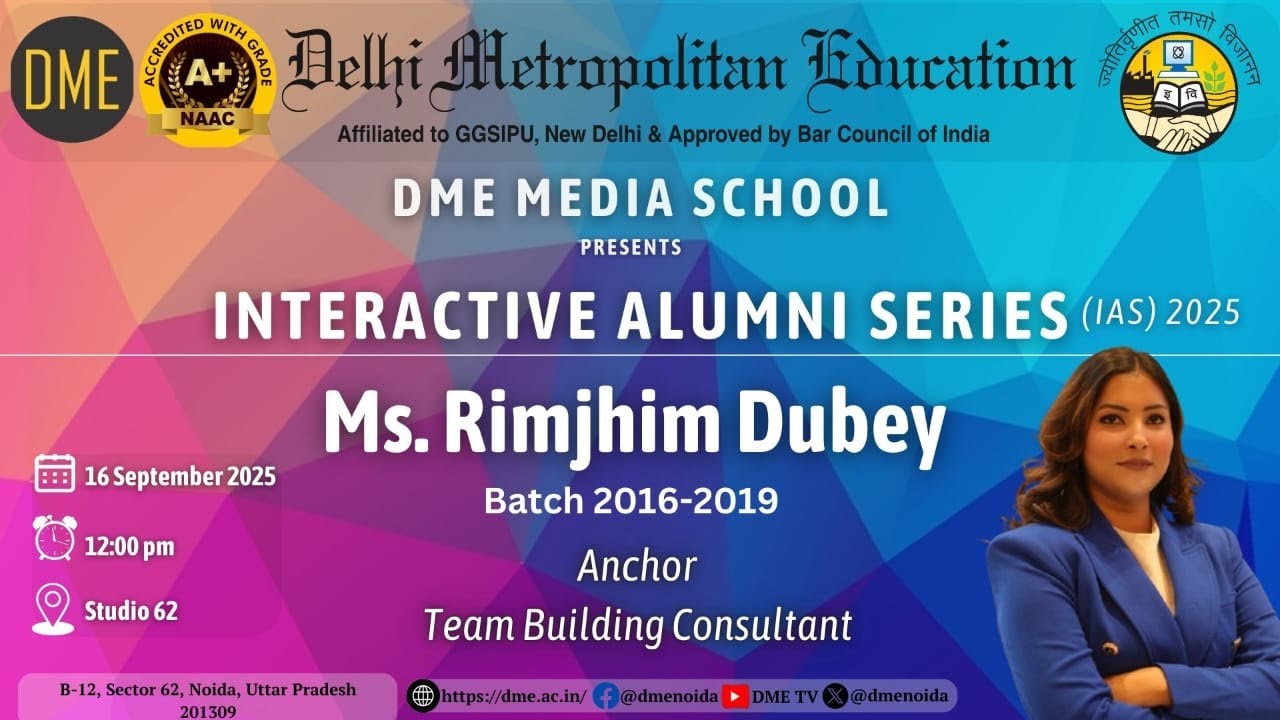DME Media School organized an Interactive Alumni Series with Ms. Rimjhim Dubey Batch 2016-19 BA(JMC)