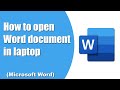 How To Open Word Document In Laptop Microsoft Word